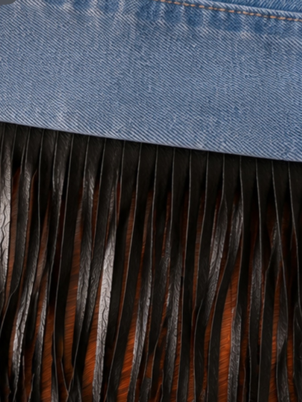 ONE X ONETEASPOON Fringed Denim Tote Bag EUC - Picture 3 of 7